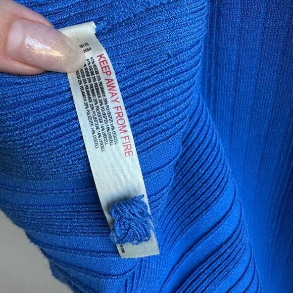 Anthropologie Daily Practice Azure Sapphire Blue Knit Flutter Sleeve Size Small - Picture 8 of 8